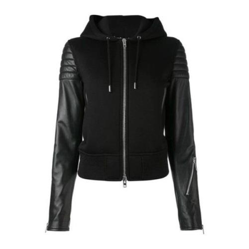 Givenchy Svart huva jacka med lammskinn insatser Black, Dam