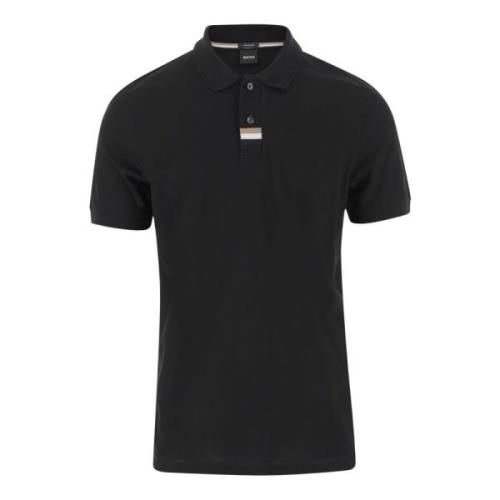 Hugo Boss Svart Bomull Polo Skjorta Regular Fit Black, Herr