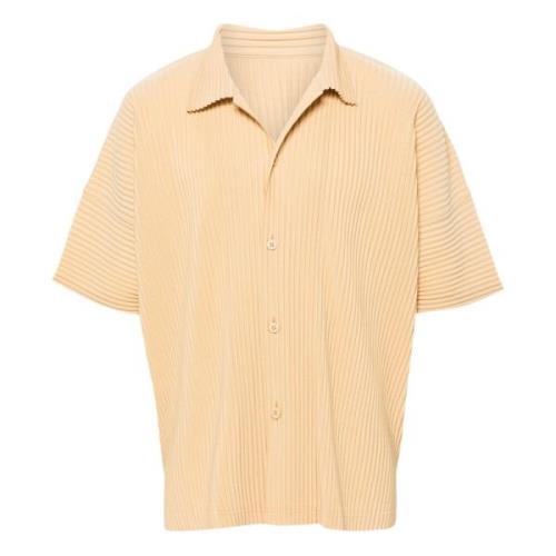 Issey Miyake Casual Bomullsskjorta för Män Beige, Herr