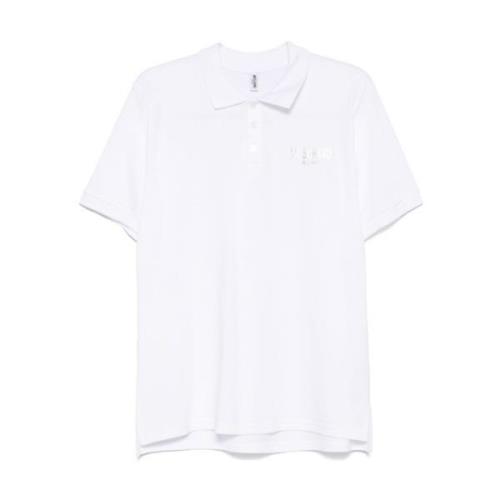 Moschino Logo Print Polo Skjorta Vit White, Herr