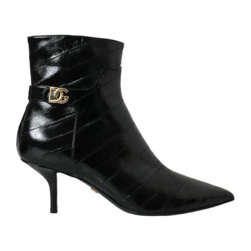 Dolce & Gabbana Svarta Lackläder Ankelboots Black, Dam