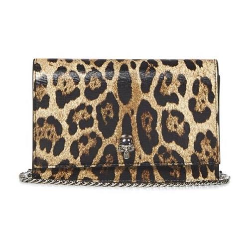 Alexander McQueen Leopardmönstrad Axelväska Beige Multicolor, Dam