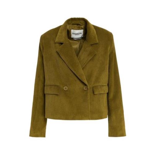 Essentiel Antwerp Corduroy Oversized Kort Blazer Green, Dam