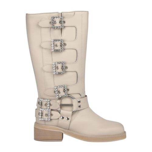 Alma EN Pena Biker boot med strass White, Dam