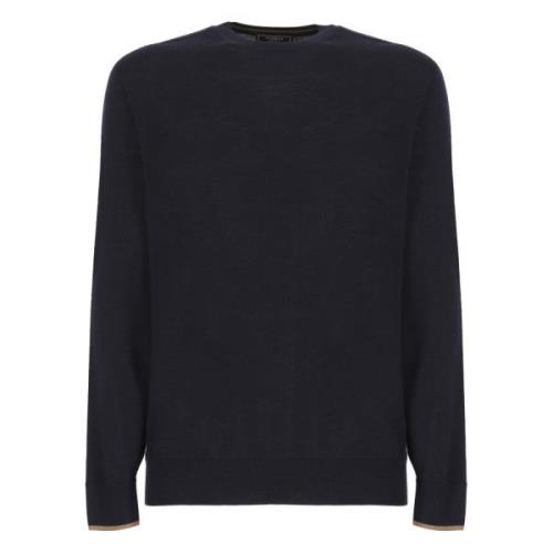 Peserico Blå Ull Crewneck Tröja Blue, Herr