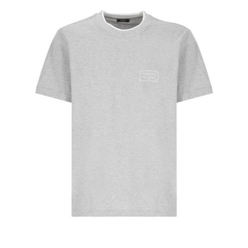 Peserico Grå Bomull T-shirt med Logotyp Gray, Herr