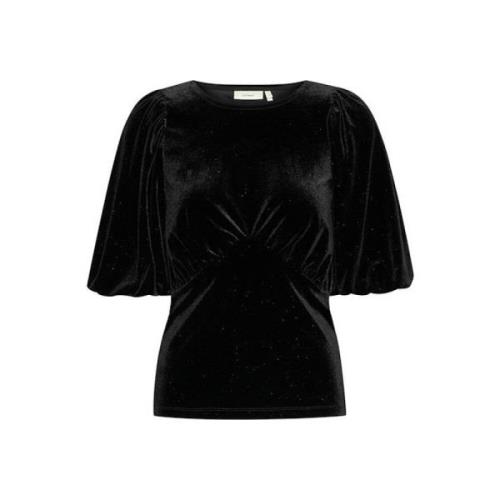 InWear Velourtopp med Volanger - Svart Black, Dam