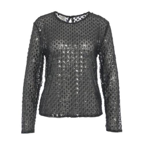 Baum und Pferdgarten Paljett Mesh Top 'Jasmin' Black, Dam