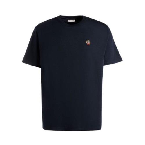 Bally Navy Blue Broderad Logga T-shirt Blue, Herr