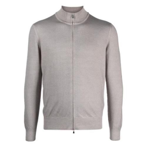 Barba Ull cardigan med dragkedja Gray, Herr