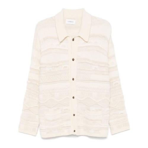 Laneus Vit 3D Cardigan med Ränder White, Herr