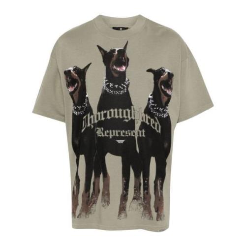 Represent Grön Bomull Jersey T-shirt med Hundtryck Green, Herr