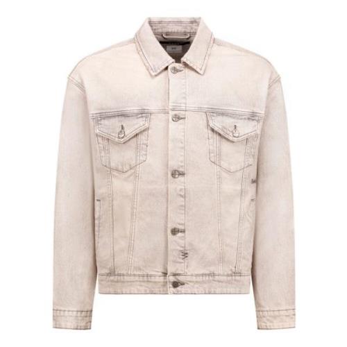 Ksubi Beige Denimjacka med Korsstygnbroderi Beige, Herr