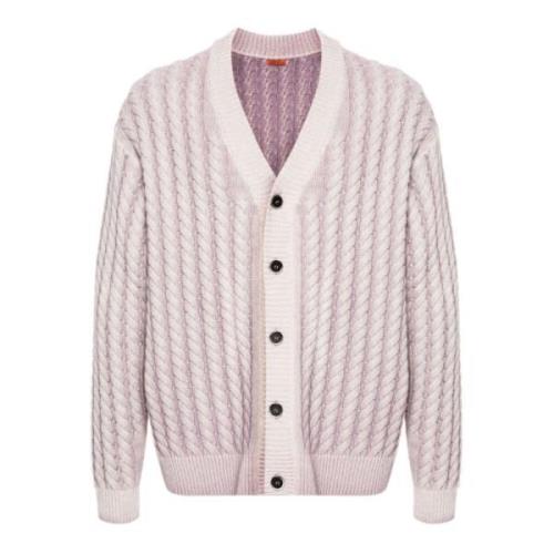 Barena Venezia Lila Cardigan Tröja med V-ringning Purple, Herr