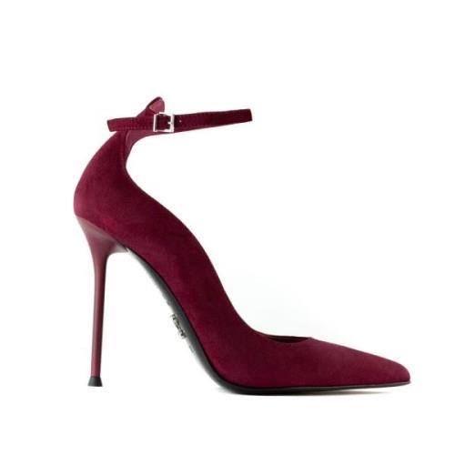 Sergio Levantesi Bordeaux Mocka Livia Pumps med Klack Red, Dam