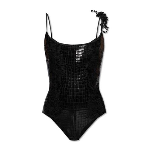 Tory Burch Fejk läder bodysuit Black, Dam