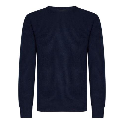 Herno Blå Crewneck Ull Kashmir Tröja Blue, Herr