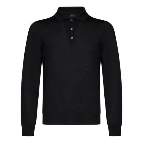 Brioni Lyxig Svart Långärmad Polotröja Black, Herr