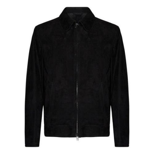 Brioni Svart Mocka Lammjacka Black, Herr