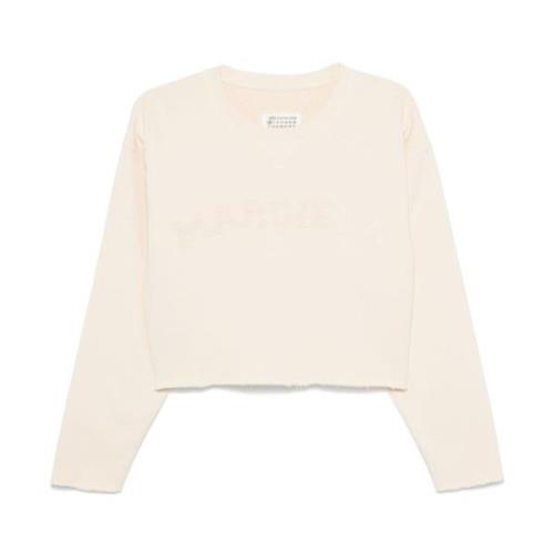 Maison Margiela Beige Crew Neck Sweater Beige, Dam