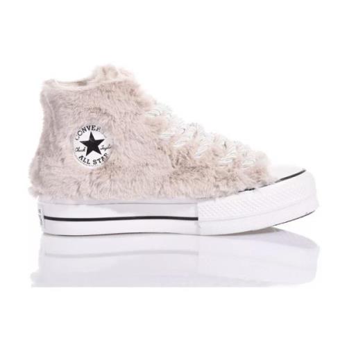 Converse Anpassade Beige Plattform Damsneakers Beige, Dam