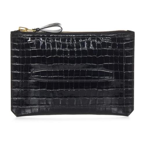 Tom Ford Svart Krokodiltryck Clutch Väska Black, Herr