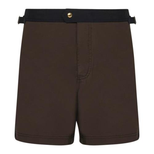 Tom Ford Lyxiga Brunna Simshorts Aw24 Brown, Herr