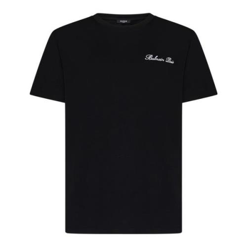 Balmain Svart Logot-shirt för Män Black, Herr