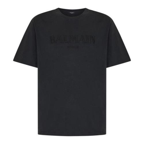 Balmain Vintage Grey Cotton Jersey T-Shirt Gray, Herr