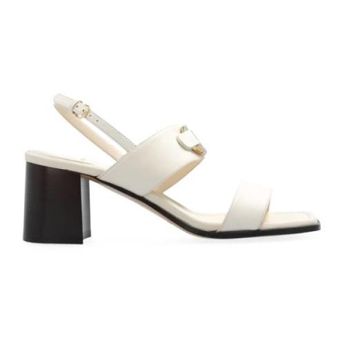 Salvatore Ferragamo Vita Lädersandaler Elegant Stil White, Dam