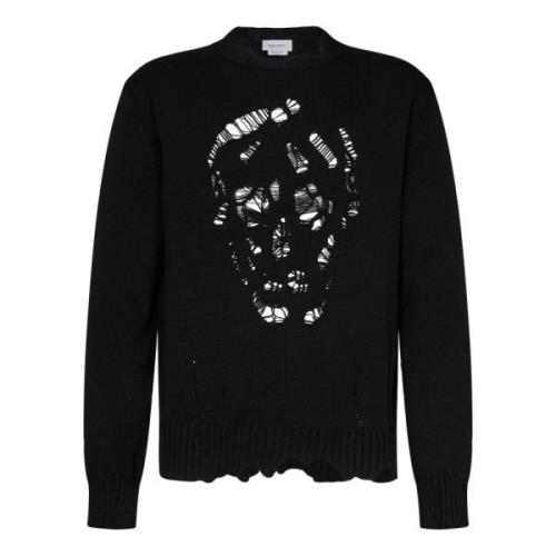 Alexander McQueen Svart Skull Design Stickad Tröja Black, Herr