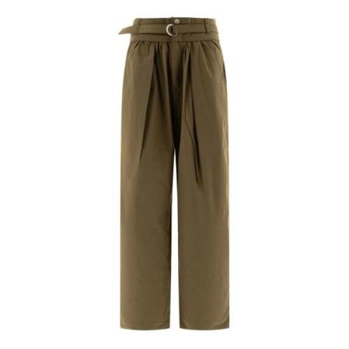 Isabel Marant Étoile Khaki Celia Byxor med Bältesögla Green, Dam