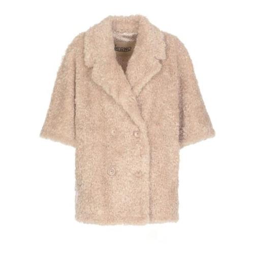 Herno Beige Faux-Shearling Dubbelknäppt Jacka Beige, Dam