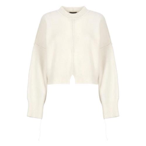 Andrea Ya’aqov Ivory Alpacka Ull Crew Neck Sweater Beige, Dam