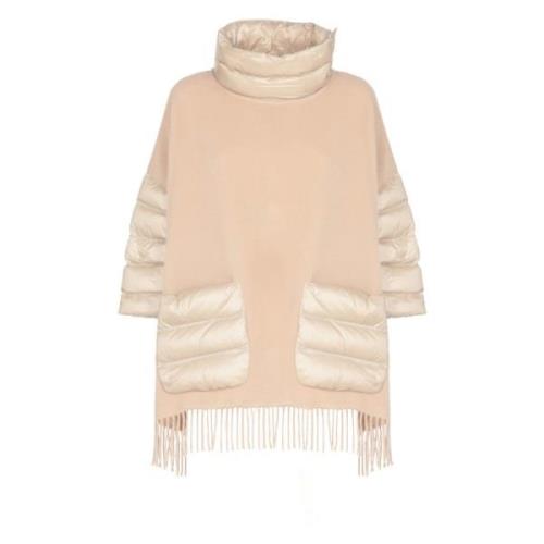 Herno Beige Ullcape med Fransar Beige, Dam