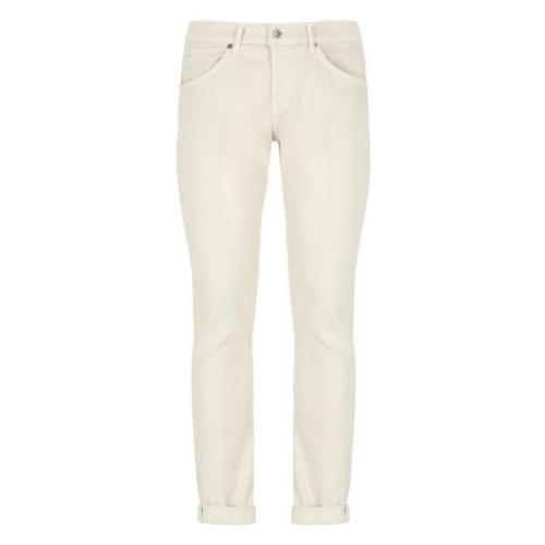 Dondup Ivory Bomulls Jeans med Broderi Beige, Herr