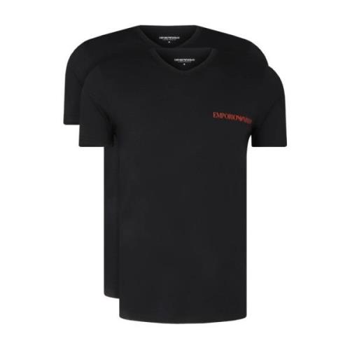 Emporio Armani 2-Pack V-ringade T-shirts - Svart Black, Herr