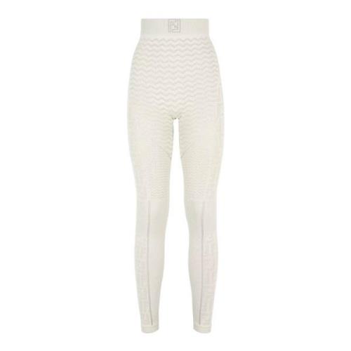 Fendi Tekniska Logo Leggings White, Dam