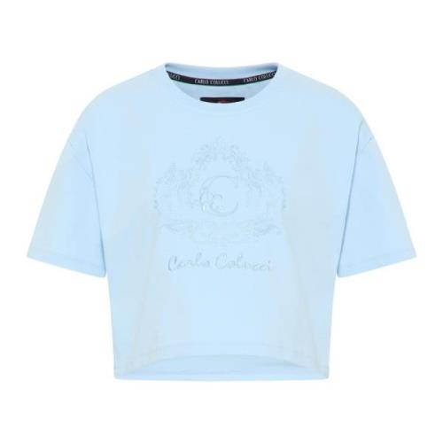 Carlo Colucci Oversize Cropped T-Shirt Blue, Dam