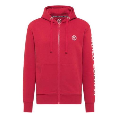 Carlo Colucci Unik Zip-through Sweatshirt för Män Red, Herr