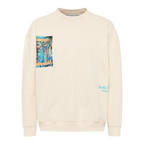 Carlo Colucci Oversize Sweatshirt för avslappnad stil White, Herr