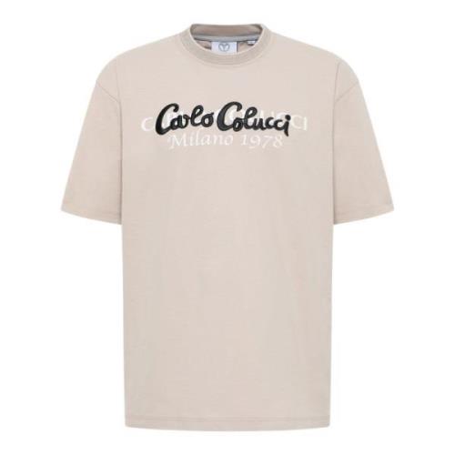 Carlo Colucci Mångsidig Oversize T-Shirt Beige, Herr