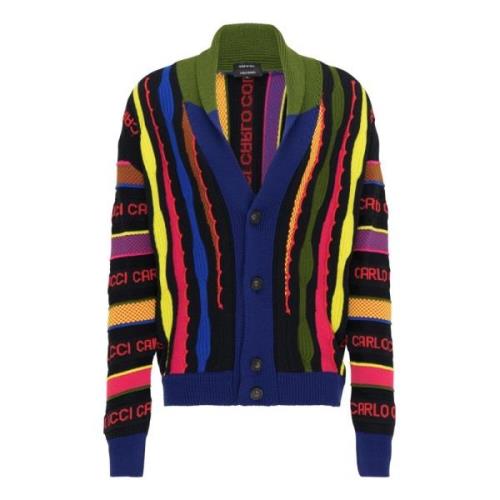 Carlo Colucci Unik Knäppt Cardigan Blue, Herr