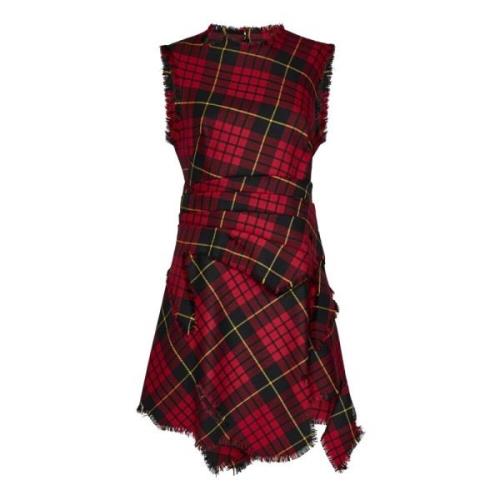 Alexander McQueen Röd Asymmetrisk Plisserad Klänning Red, Dam