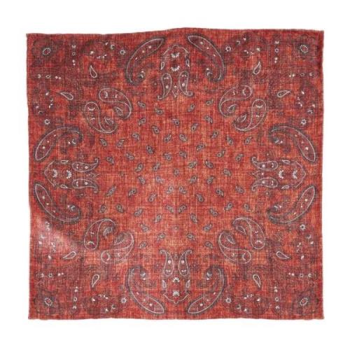 Brunello Cucinelli Paisley Print Orange Sidenscarf Orange, Herr