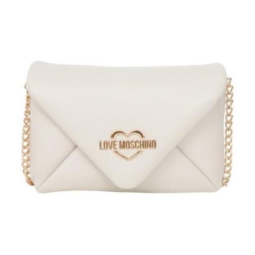 Love Moschino Ivory Axelväska med Gyllene Logotyp Beige, Dam