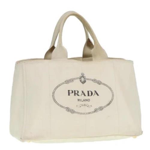 Prada Vintage Pre-owned Canvas handvskor Beige, Dam