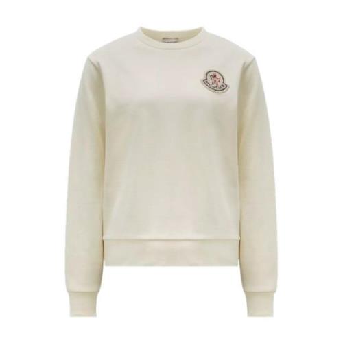 Moncler Vit Logo Patch Sweatshirt Casual Klassiker White, Dam