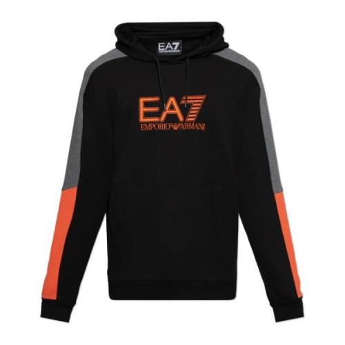 Emporio Armani EA7 Sweatshirt med broderad logotyp Black, Herr