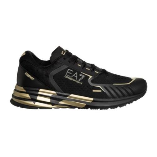 Emporio Armani EA7 Svart Guld Sneaker Crusher Mesh Nylon Black, Herr